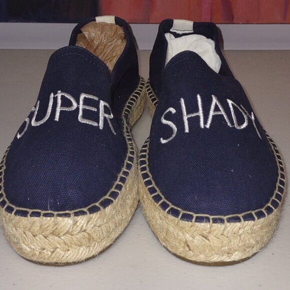 Aerie Navy Canvas Espadrilles Slip-On Flats Super Shady 100% Cotton Size 8 NWOT - Picture 2 of 9